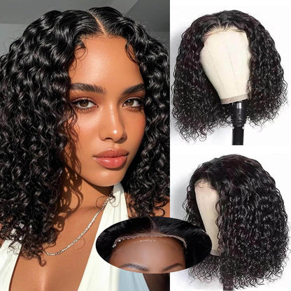 StariaHair 5"x5" Curly Bob Wig Transparent Lace Closure Wig 