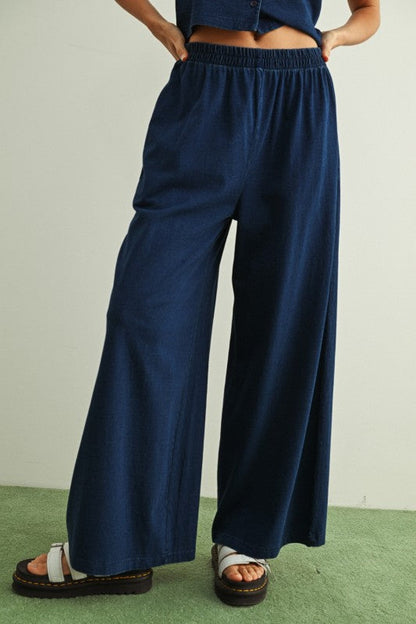 Dye And Wash Knitted Pants: Indigo