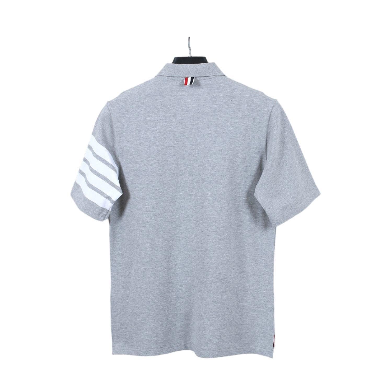Thom Browne Grey T-Shirt with Collar