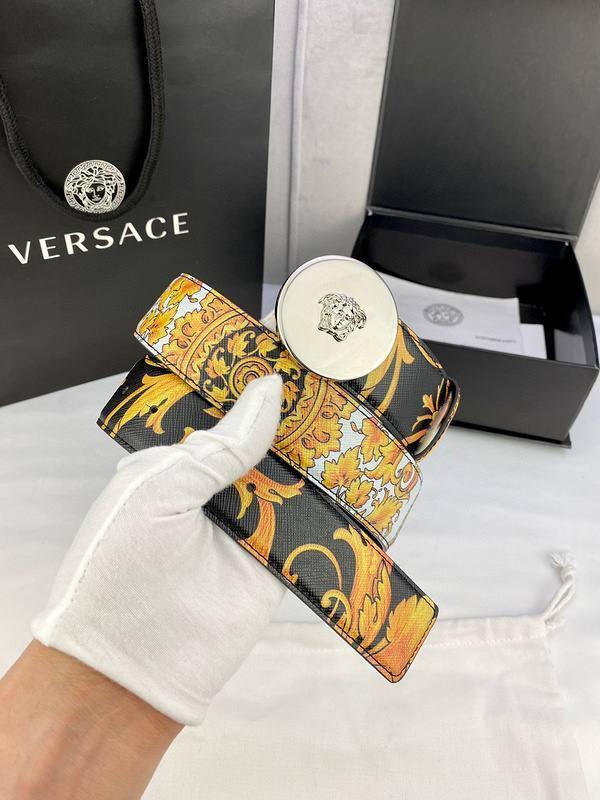 Versace MEDUSA BIGGIE ENAMEL LEATHER BELT