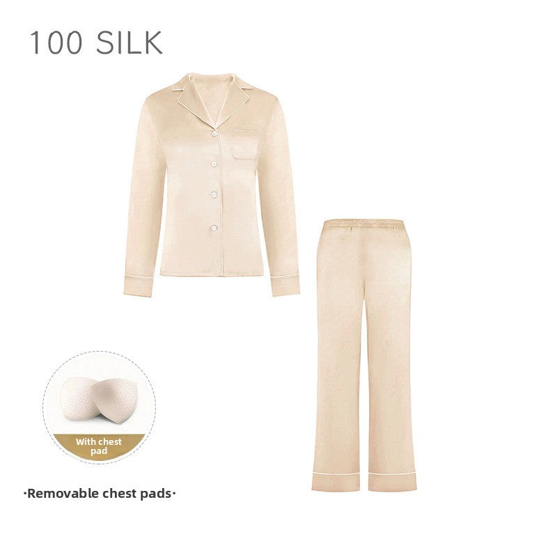 Women?s high-end 100% mulberry silk loungewear set with built-in bra pads.