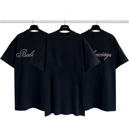 Balenciaga Handwritten Black T-Shirt Without Collar