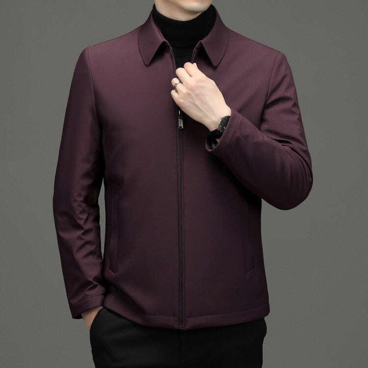 Mens Winter Down Jacket Thickened Warm Solid Color Casual Coat