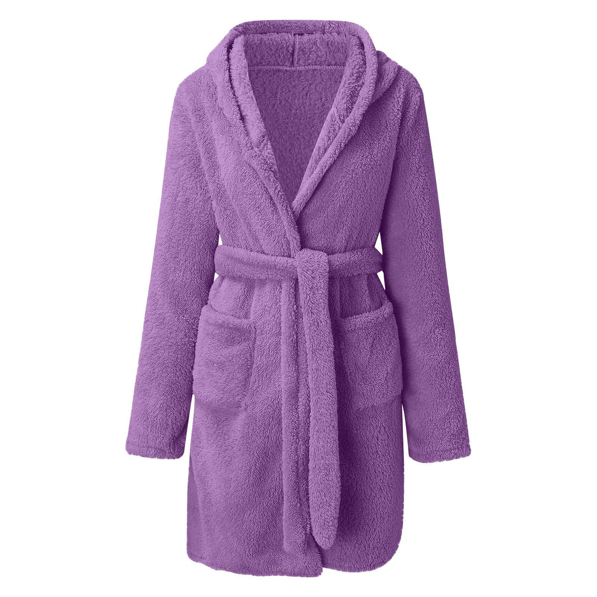 Plush Hooded Fleece Bathrobe for Home