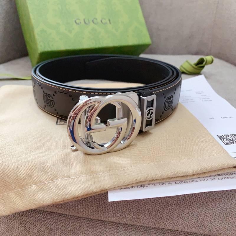 GUCCI Embellished coated-canvas and leather belt &