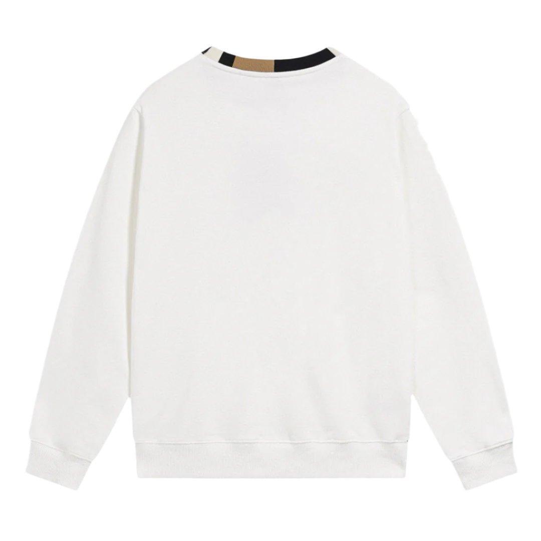 BURBERRY JARRAD WHITE COTTON ICON STRIPE COLLAR RED LOGO SWEATER