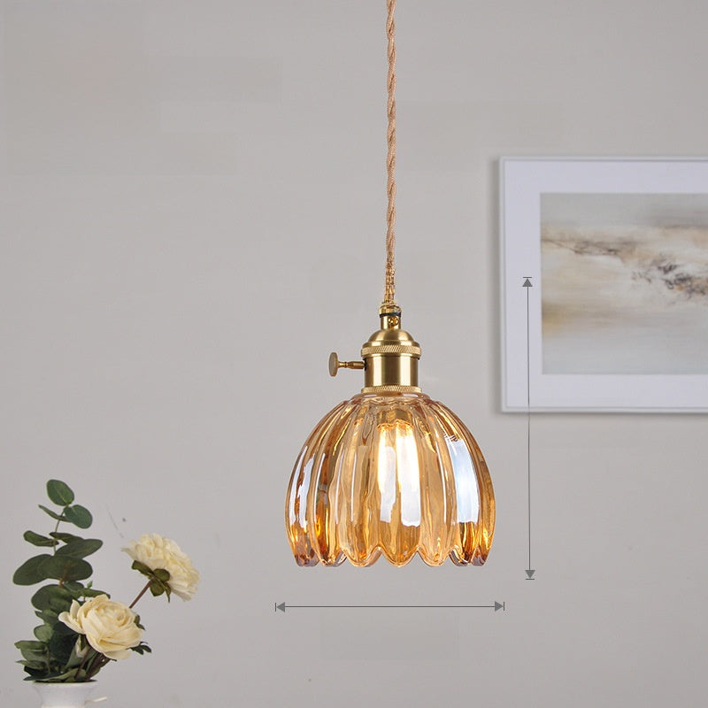 Brass Glass Chandelier Nordic Retro Homestay Bar Restaurant Bedside Lamp