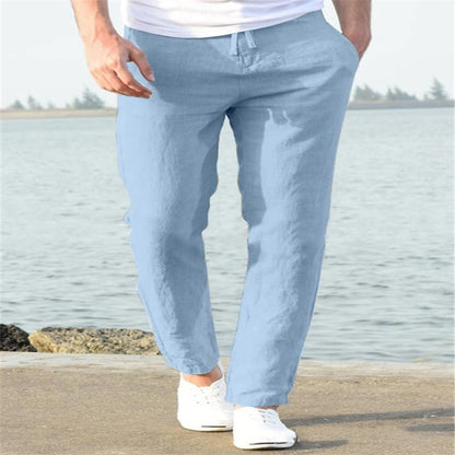 Mens Cotton Linen Casual Pants