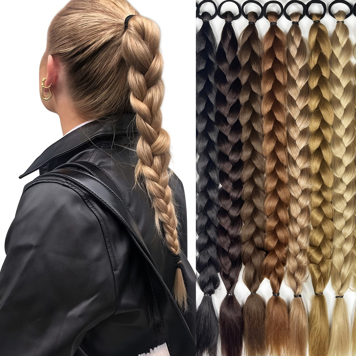 A wig with braids and a high, fake ponytail