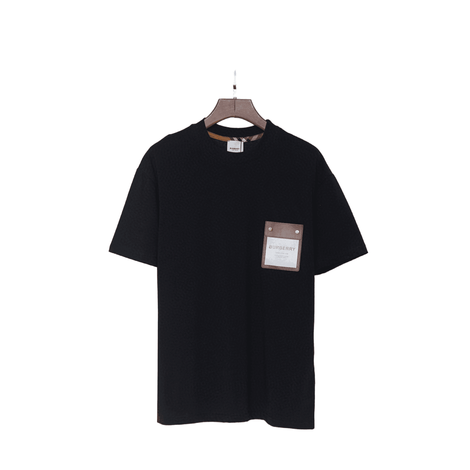 Burberry T-Shirt Without Collar | Black &amp; Beige Crew Neck