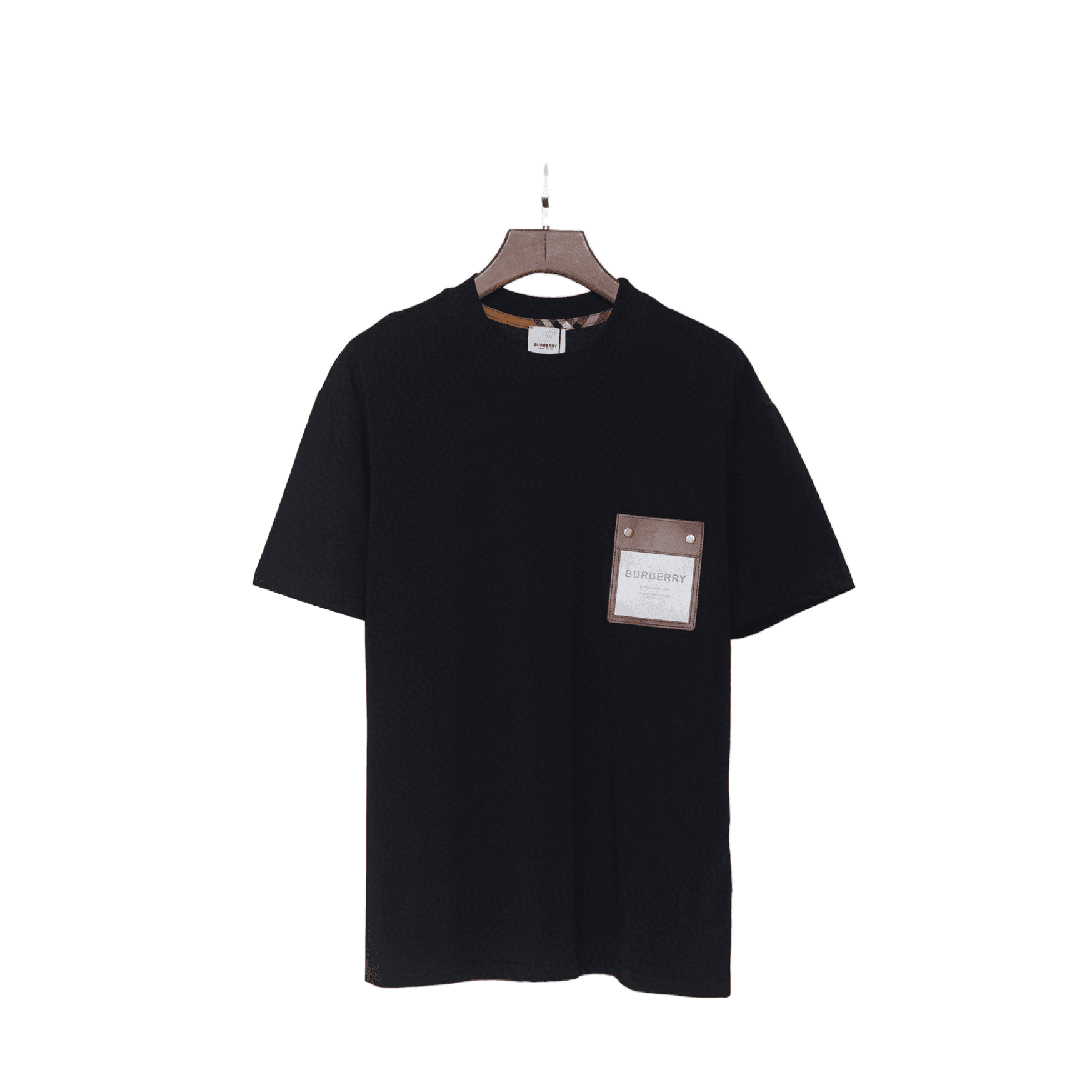 Burberry T-Shirt Without Collar | Black &amp; Beige Crew Neck