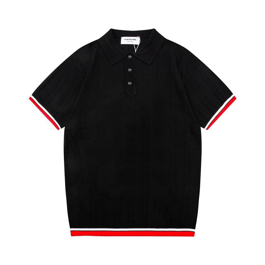 Thom Browne Black T-Shirt with Collar
