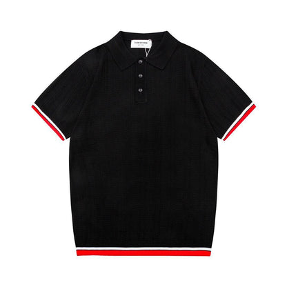 Thom Browne Black T-Shirt with Collar