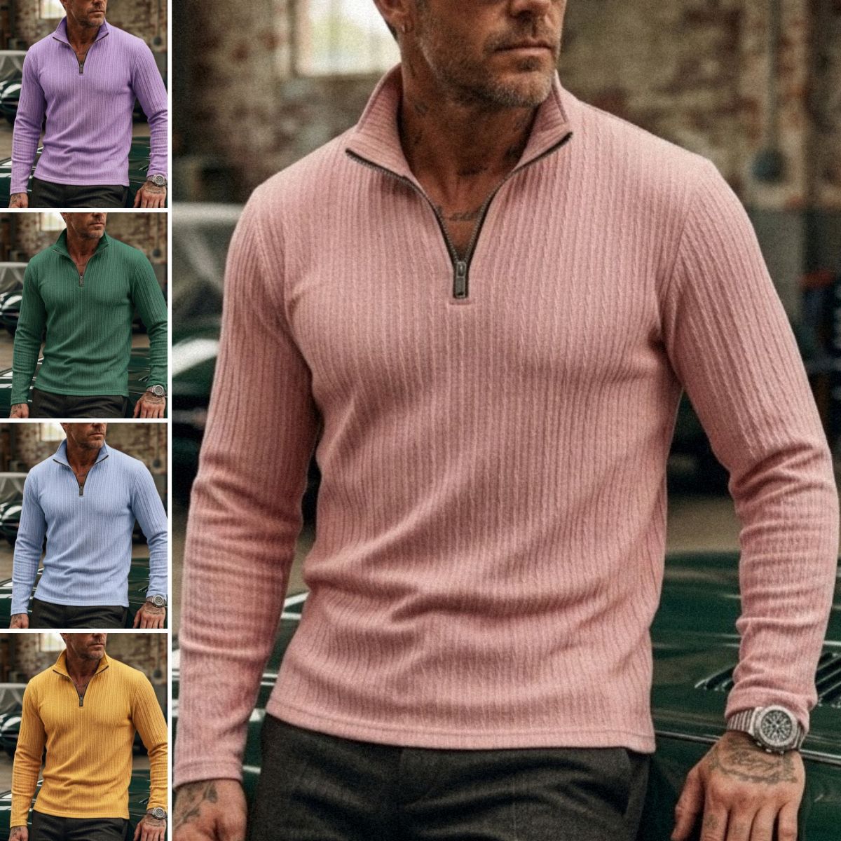 Long Sleeve Jacquard Polo Shirt
