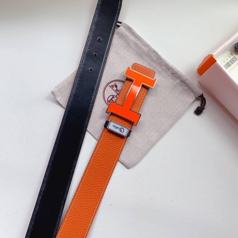 Hermes Men Orange Buckle Belt &