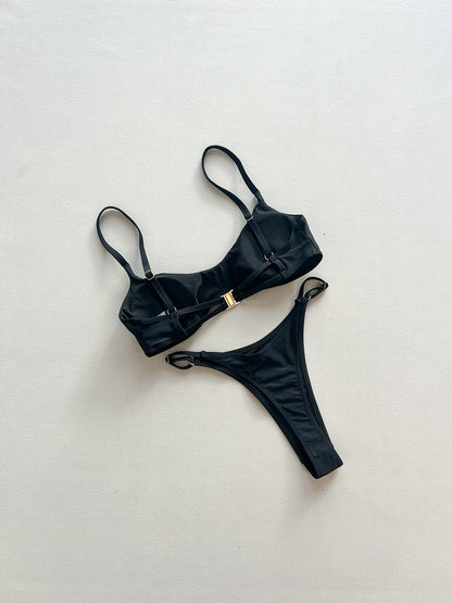 Womens Pure Color Bikini Swimsuit