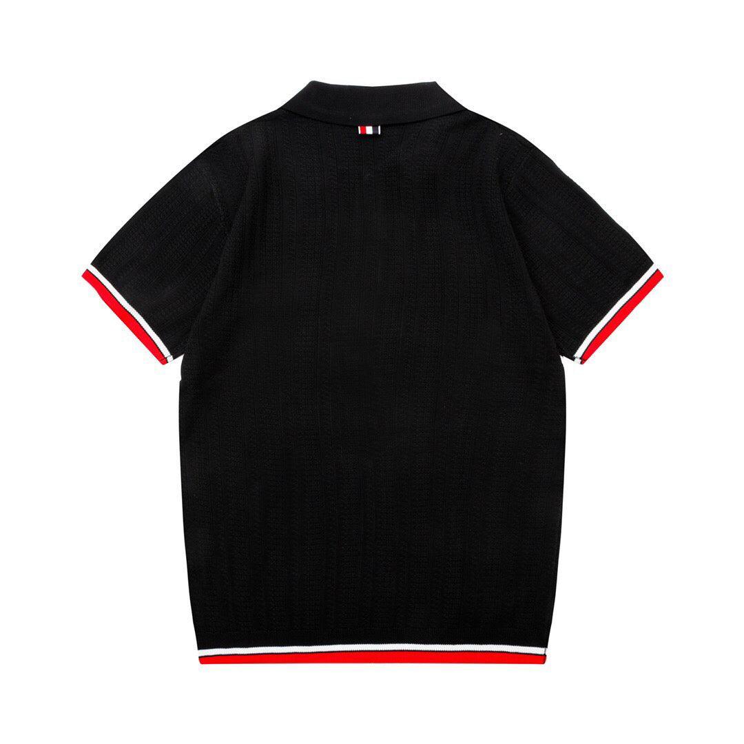 Thom Browne Black T-Shirt with Collar