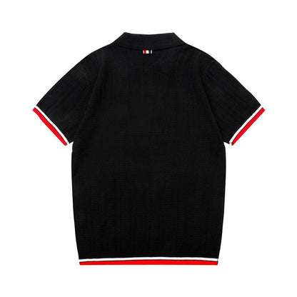 Thom Browne Black T-Shirt with Collar