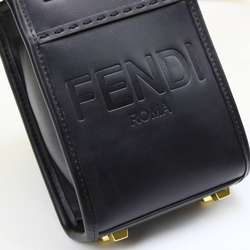 Fendi  Vitello King Plexiglass Logo Embossed Mini Fendi Sunshine Shopper Tote