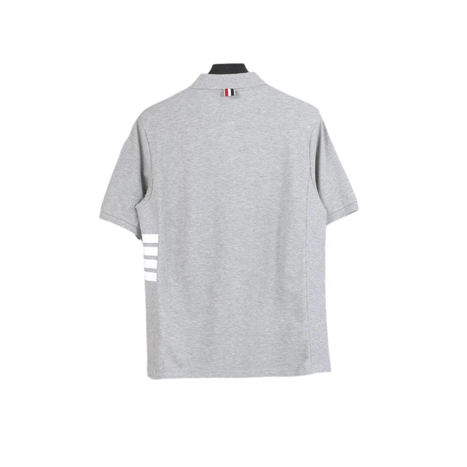 Thom Browne Grey T-Shirt with Collar