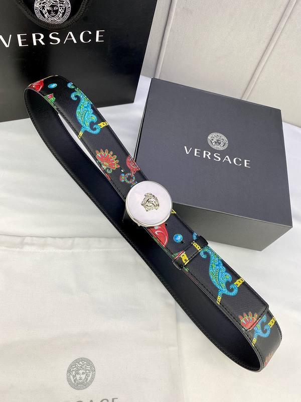 Versace MEDUSA BIGGIE ENAMEL LEATHER BELT