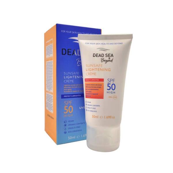 Dead Sea &amp; Beyond Sunsafe Lightening SPF50 Sunscreen Cream for Sensitive Skin - Organic &amp; Natural Sun Protection