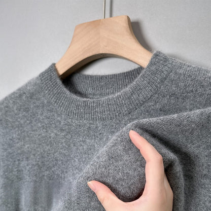 Slim-Fitting Warm Solid Color Round Neck Knitwears