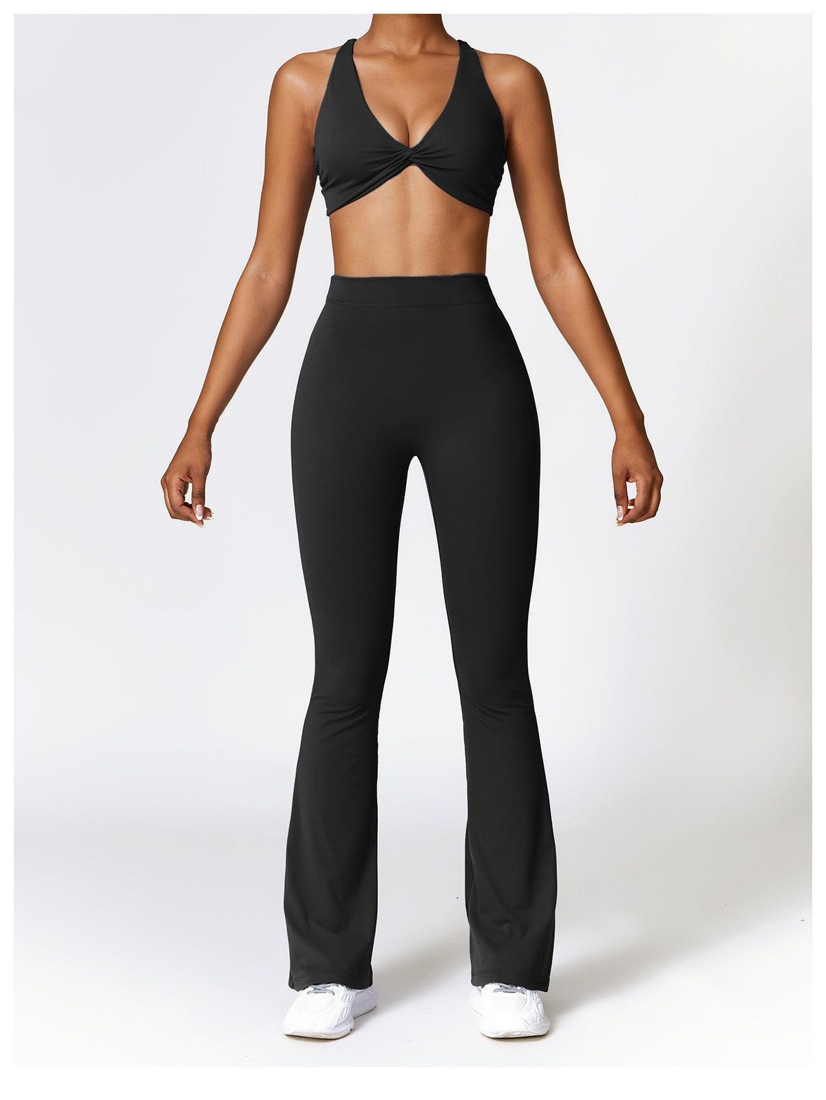 High Waist Flared Yoga Pants with Quick Dry Fabric