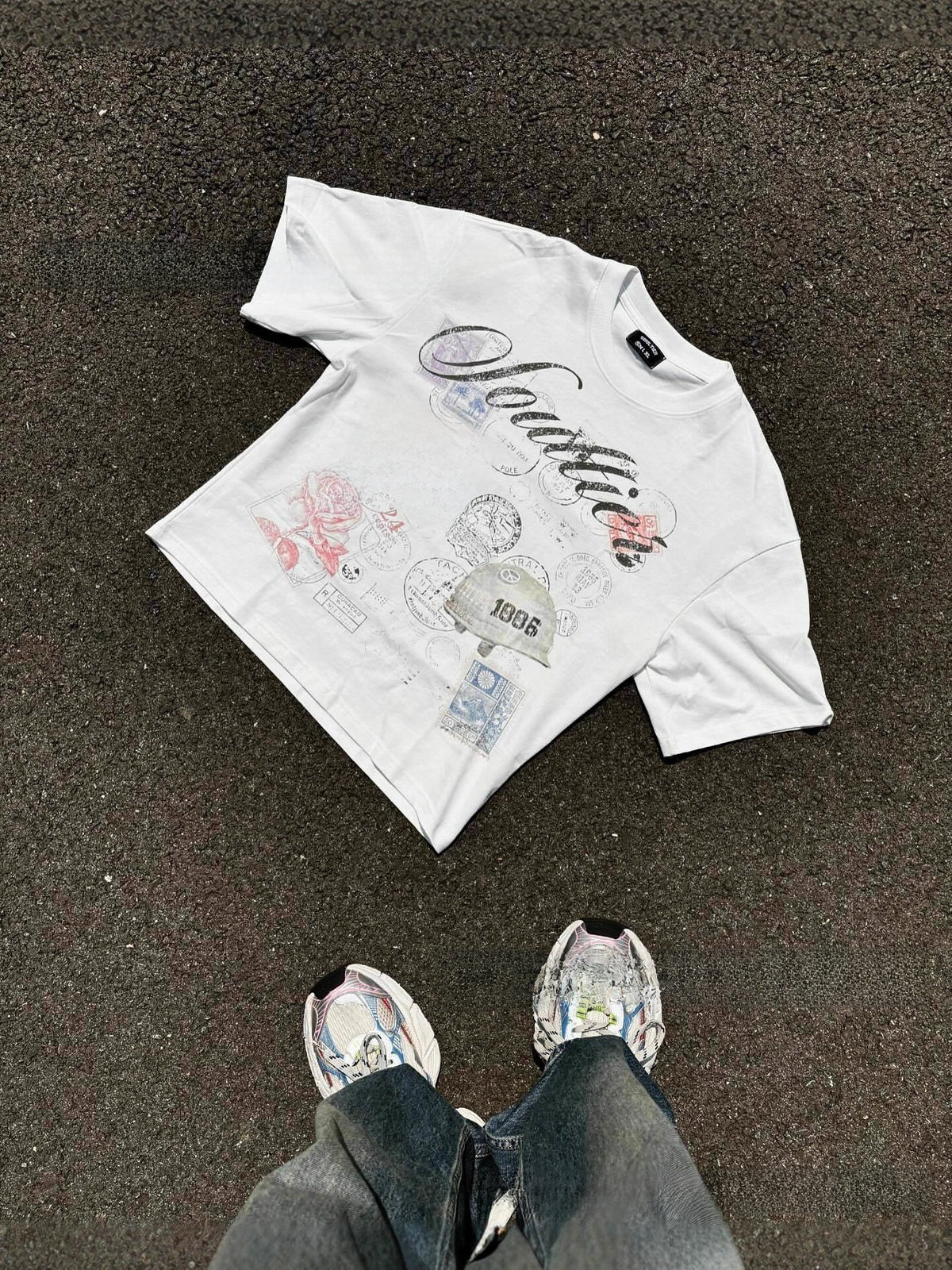 Graffiti Print Cotton Loose Top