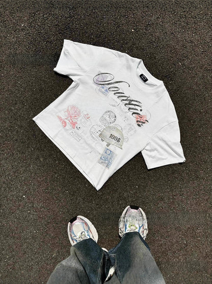 Graffiti Print Cotton Loose Top
