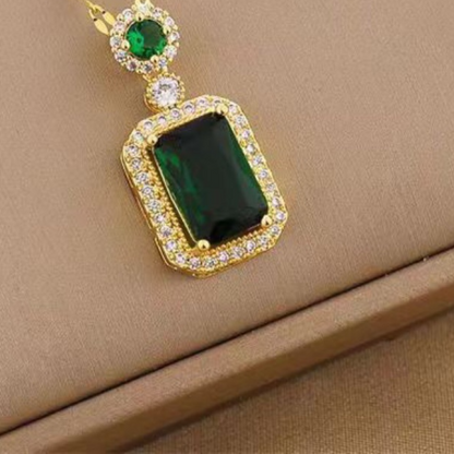 Classic Zircon Emerald Crystal Geometric Jewelry Set