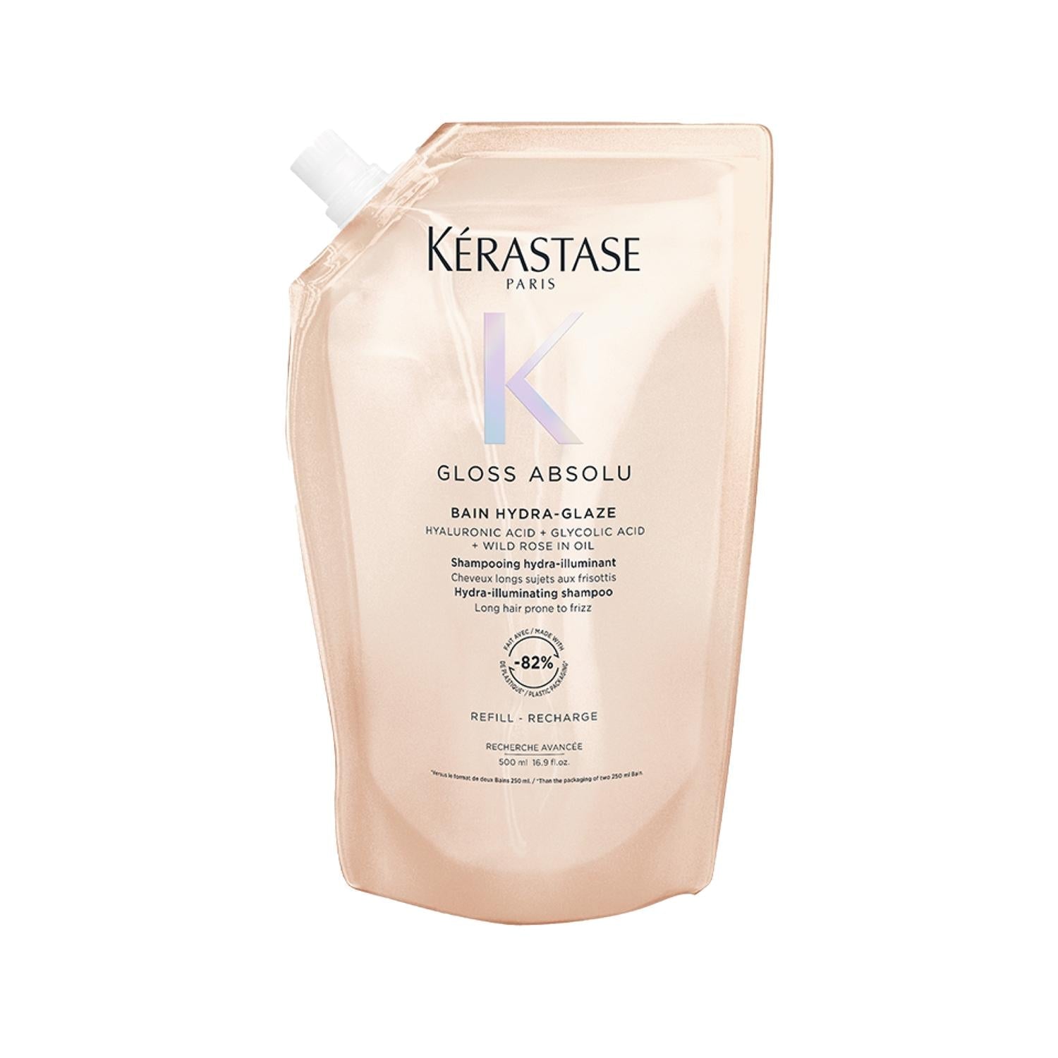 Kerastase Gloss Absolu: Hydrating &amp; Anti-Frizz Shampoo for Long Hair - Refillable, Shiny &amp; Smooth Hair, 500ml