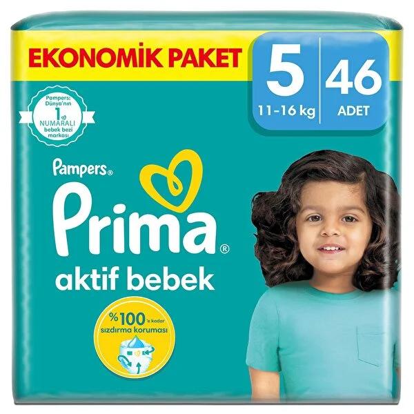 Prima Baby Diapers Size 5 (11-16 kg) - 46 Count | Breathable, Absorbent Disposable Diapers for Comfort &amp; Dryness
