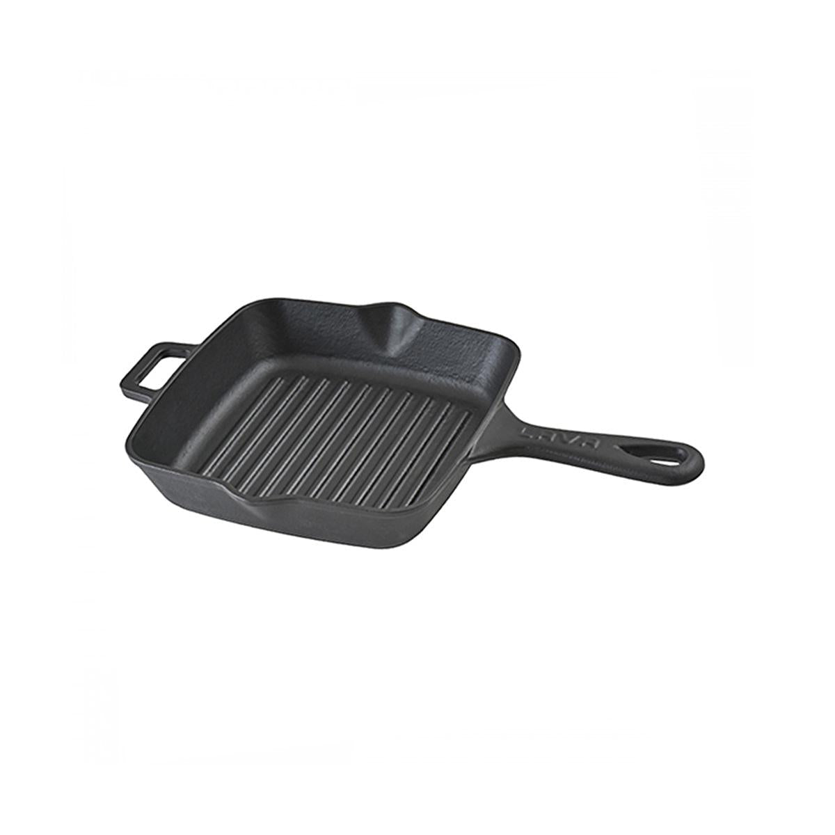 LAVA Cast Iron Grill Pan - 8-Inch Square Enameled Skillet for Stovetop Oven Use - Authentic Sear &amp; Grill Marks, Even Heating, Easy Clean