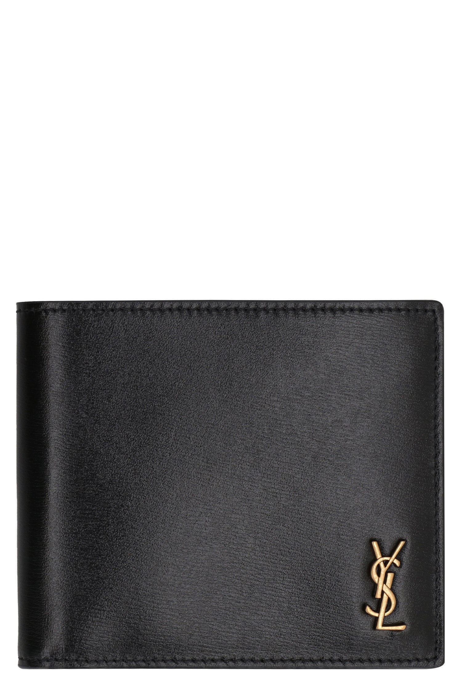SAINT LAURENT Mini East/West Leather Wallet