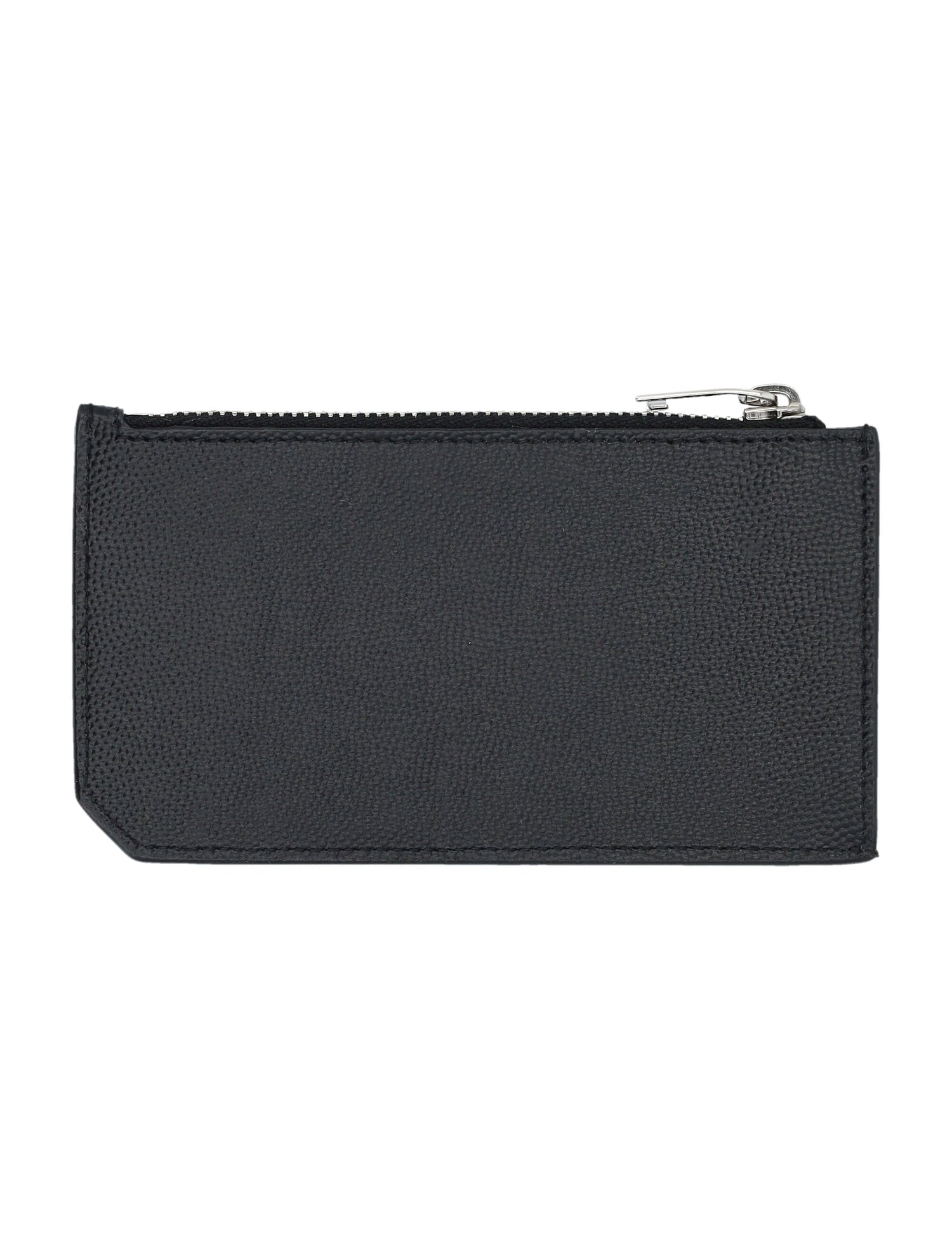 SAINT LAURENT Pebbled Leather Card Holder with Zip