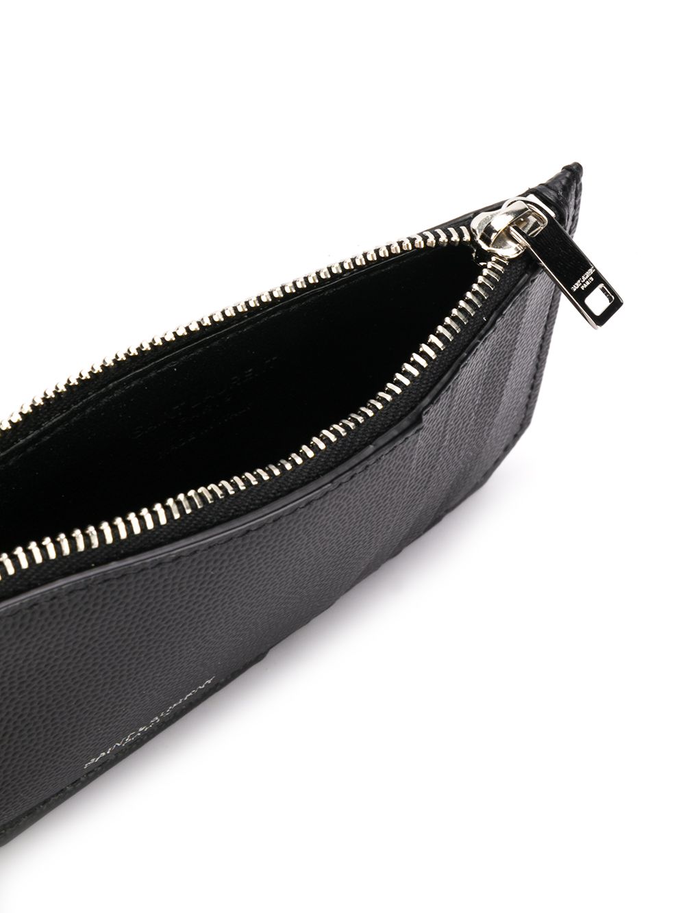 SAINT LAURENT Pebbled Leather Card Holder with Zip