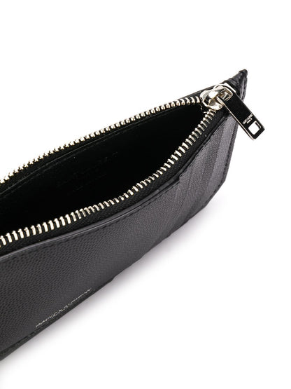 SAINT LAURENT Pebbled Leather Card Holder with Zip