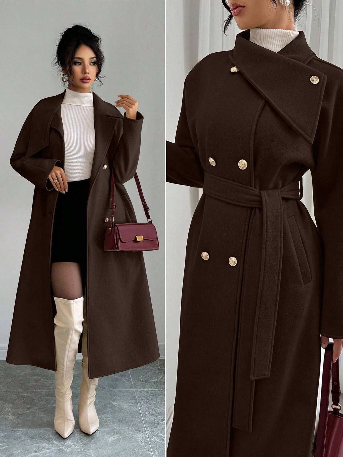 Double-Breasted Woolen Coat