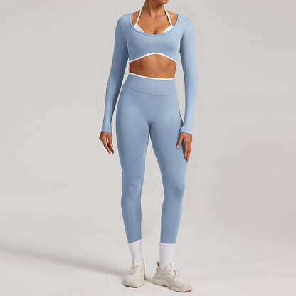 Seamless White Hemmed Yoga Suit for Women