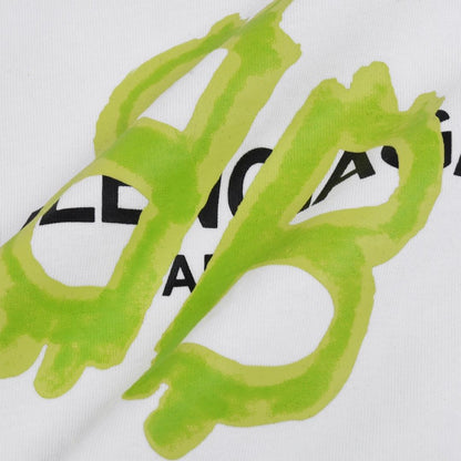 Balenciaga White &amp; Green T-Shirt Without Collar