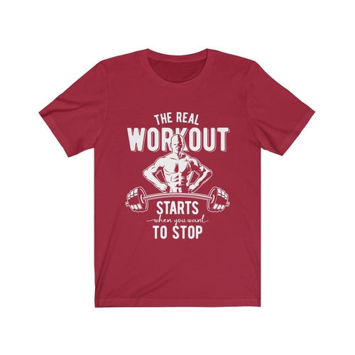 The Real Workout unisex t-shirt 100% soft cotton retail fit vinyl print USA made