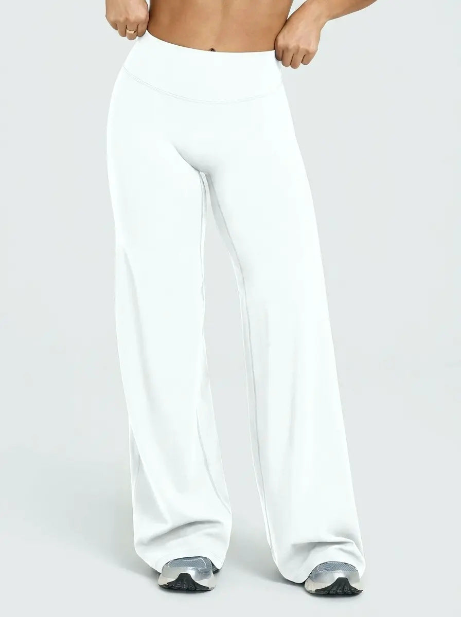 Womens High Waist Flared Yoga Pants Straight Leg Slimming Workout Leggings