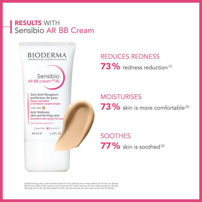 Bioderma Sensibio AR BB Cream SPF30 - Redness Relief for Sensitive Skin, Moisturizing BB Cream