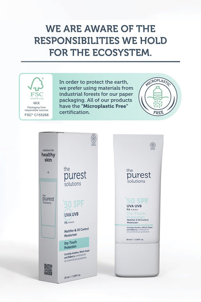 The Purest Solutions Oil Control Moisturizer with UV &amp; Blue Light Protection - Dry Touch Finish, 1.69 fl oz