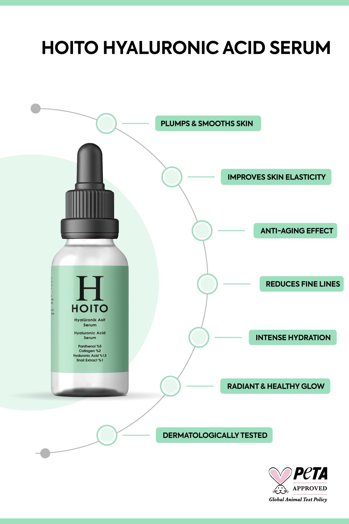 Hoito Hyaluronic Acid Serum 30ml - Natural Anti-Aging Moisturizing Serum for Dry Skin