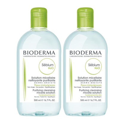 Bioderma Sebium Skincare Set for Oily Skin - Gentle Cleansing &amp; Non-Comedogenic - Sebium H2O &amp; Foaming Gel