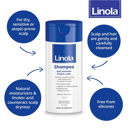 Linola Gentle Shampoo for Sensitive Scalp - 200 ml, Linola Hair Care