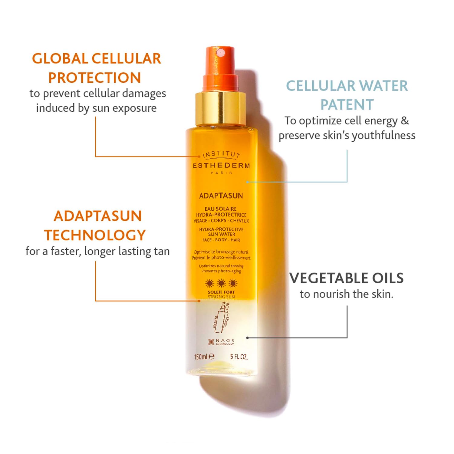 Esthederm Adaptasun Hydra-Protective Sun Water - 5.07 fl oz Sunscreen for Face, Body &amp; Hair
