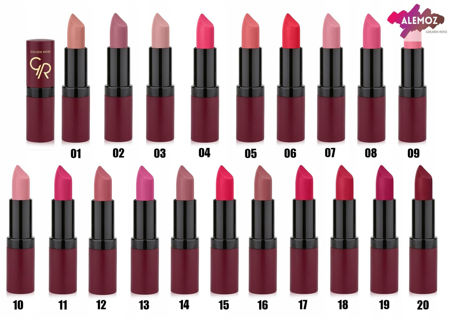 Golden Rose Velvet Matte Lipstick No:20 - Soft &amp; Long-Lasting | Premium
